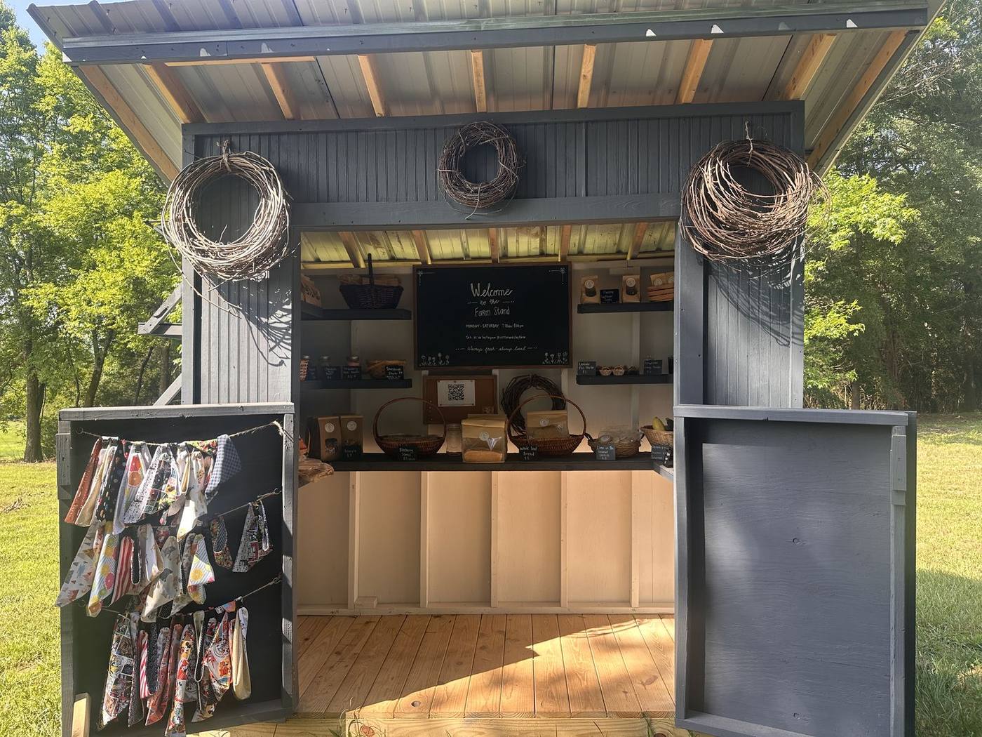 The Cotton and Clay farm stand, stocked and open